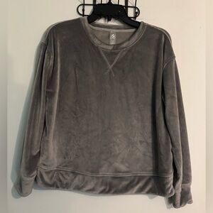 Lou & Grey Womens Small Gray Corduroy Ribbed Long Sleeve Crew Neck Soft Top